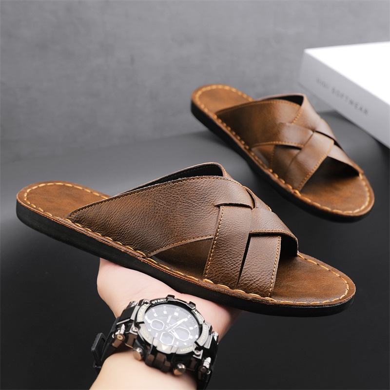 Flip Flop Leather Men - 정품 가죽 남성 캐주얼 샌들 여름