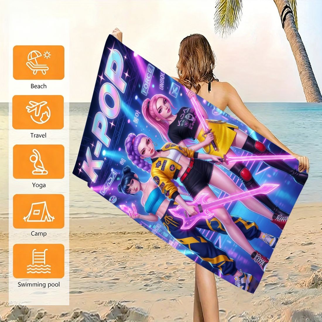 Beach Towel Large - K-Pop 아이돌 프린트 대형 비치 타월