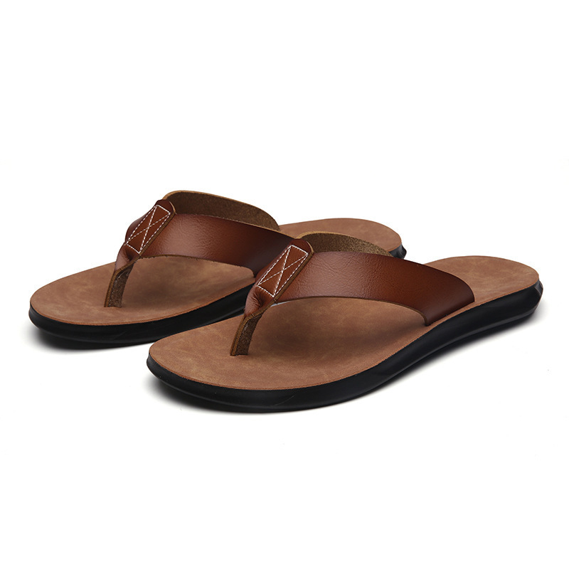 Flip Flop Leather Men - 38-47 남성용 새 이탈리아 가죽 플립플롭