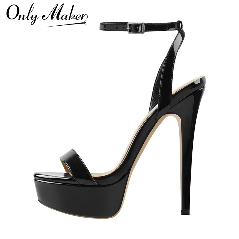 Casual Sandal Leather - Onlymaker 여성 플랫폼 스틸레토 하이힐 라운드