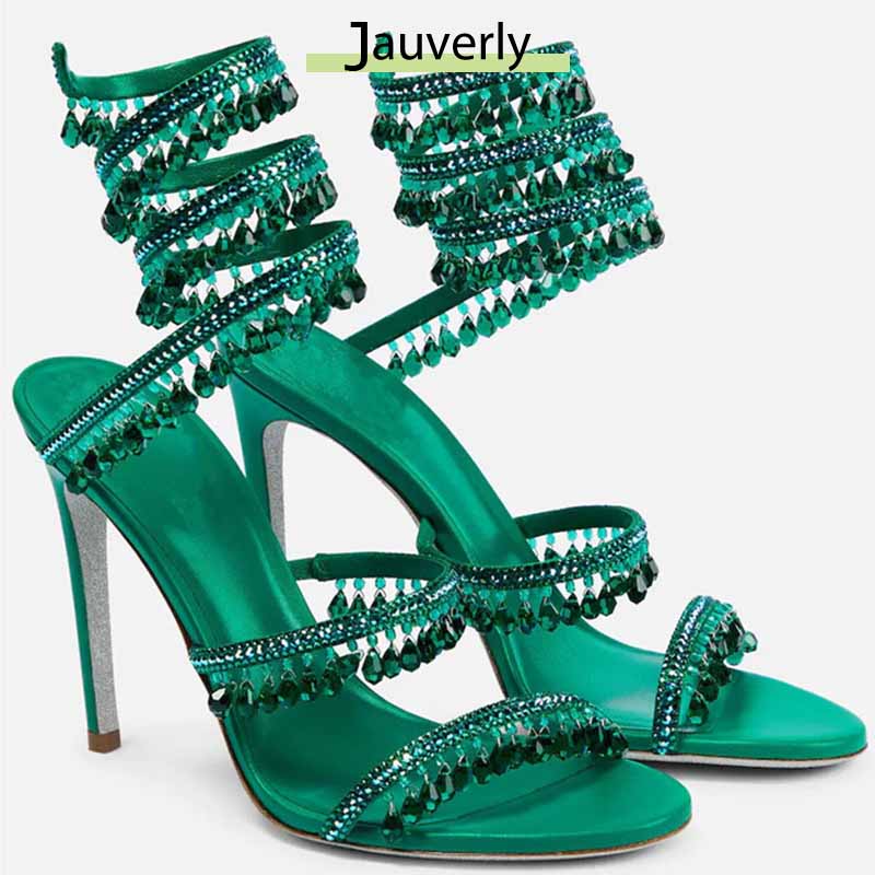 Casual Sandal Leather - 2026 여성용 하이힐 새로운 라인스톤 샌들