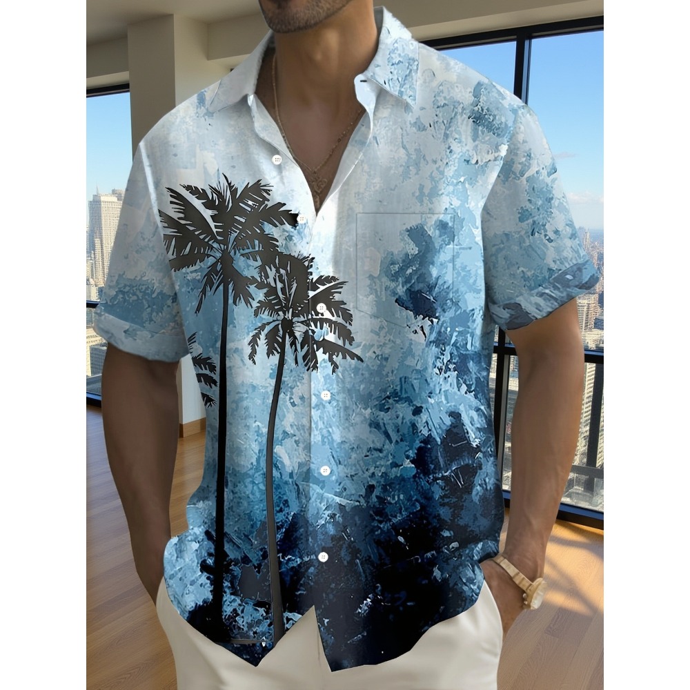 Resort Shirt Floral - 미니멀 잉크 텍스처 라펠 리조트 셔츠