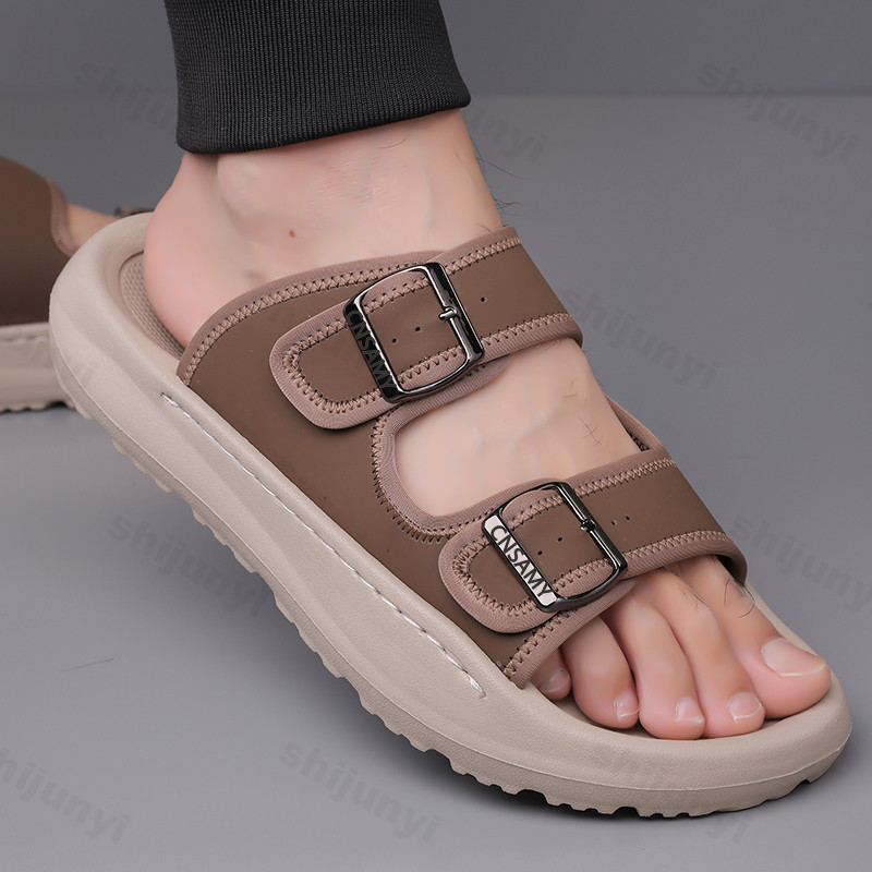 Flip Flop Leather Men - 남자 슬리퍼 2025 여름 통기성 야외