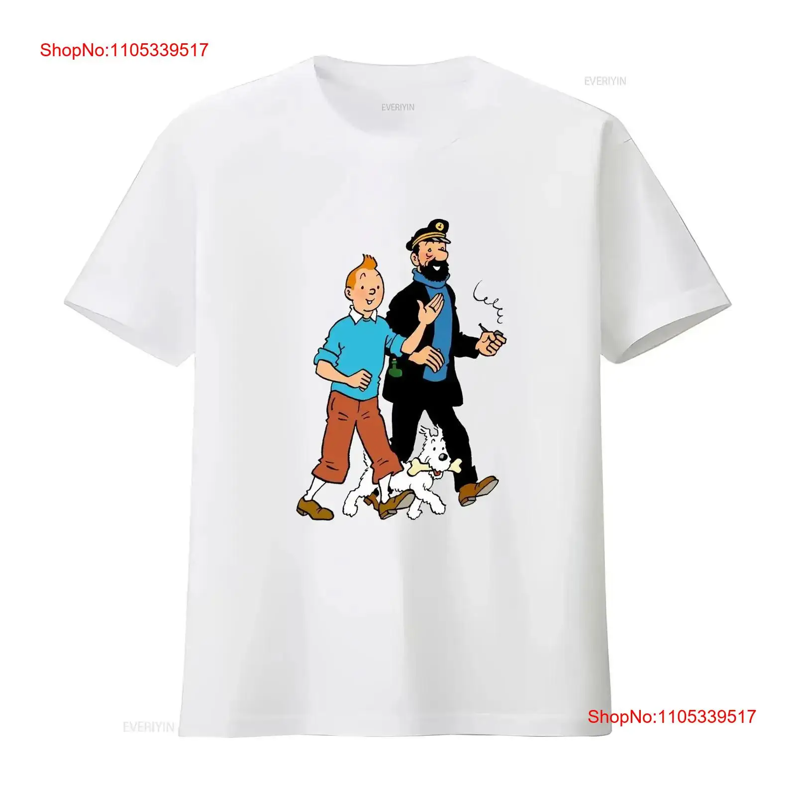 Tee Graphic Print - Walking With Captain Haddock Comics 티셔츠