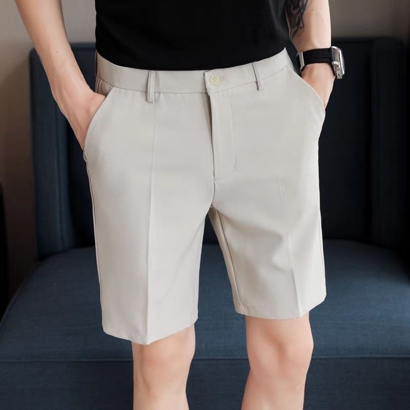 Shorts Chino Slim - 남성 슬림핏 수트 반바지 여름용 가벼운