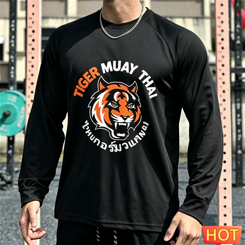 Tee Graphic Print - 무에타이 남성용 긴팔 티셔츠 가을 남성용