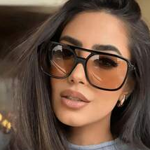 Sunglasses Aviator Polarized - 블랙 더블 브리지 에비에이터 스타일 사각