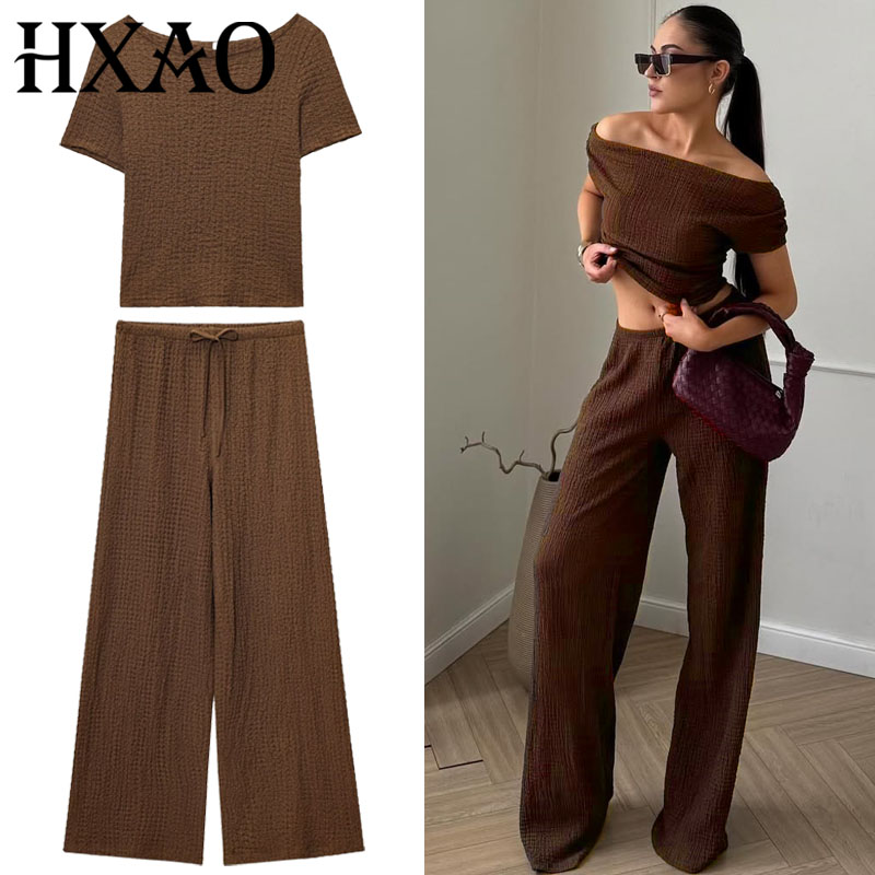 Short Linen Drawstring - 린넨 여름 여성 투피스 정장 한국