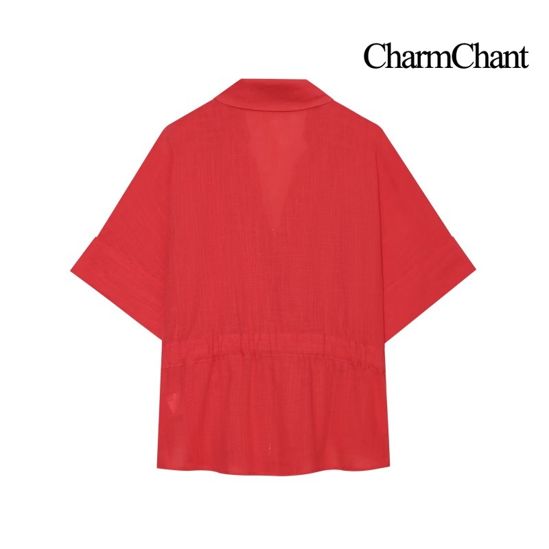 CHARMCHANT 여성용 솔리드 리넨 블렌드 투피스  - Short Linen Drawstring 리뷰 및 가격