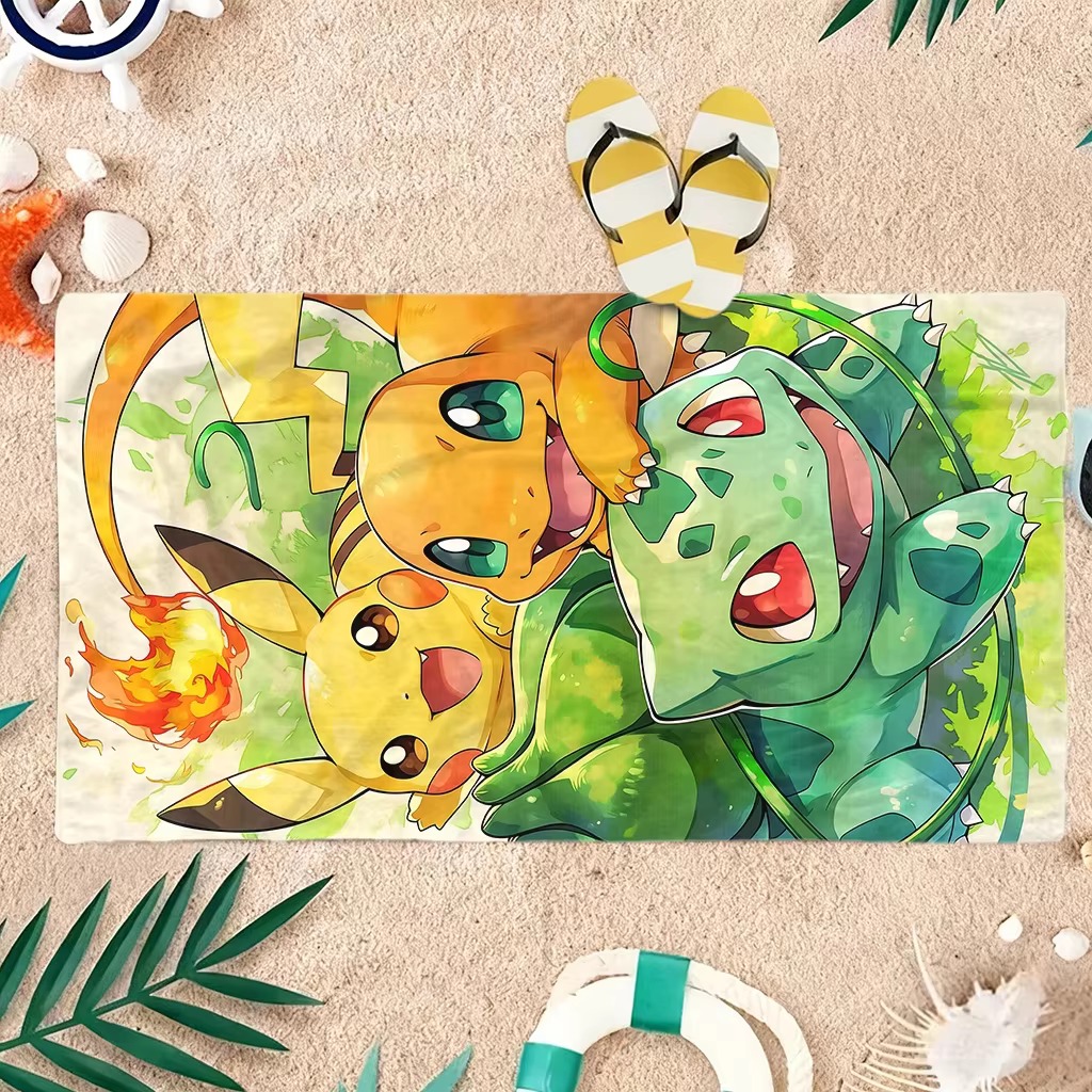 P-포켓몬 스타터즈 애니메이션 비치 타월, 피카추 샤르 - Beach Towel Large 리뷰 및 가격