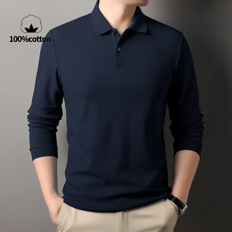 100% 코튼 폴로 셔츠, 사계절 범용 레저 긴 소매, - Polo Shirt Pique 리뷰 및 가격