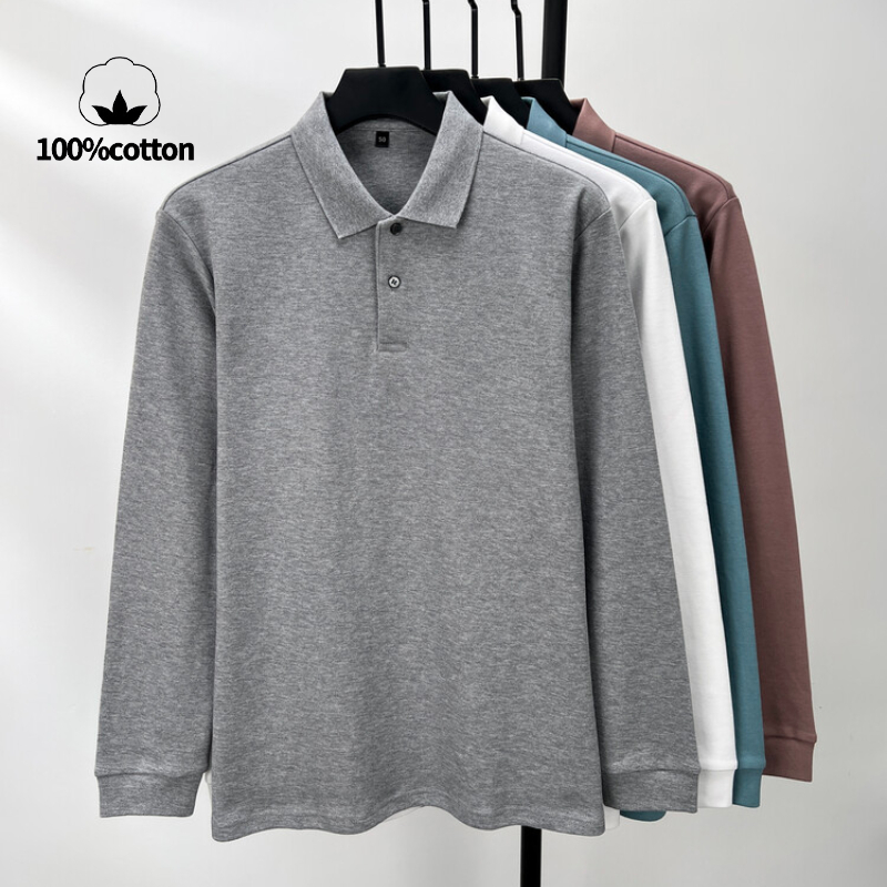 100% 코튼 폴로 셔츠, 사계절 범용 레저 긴 소매, - Polo Shirt Pique 리뷰 및 가격