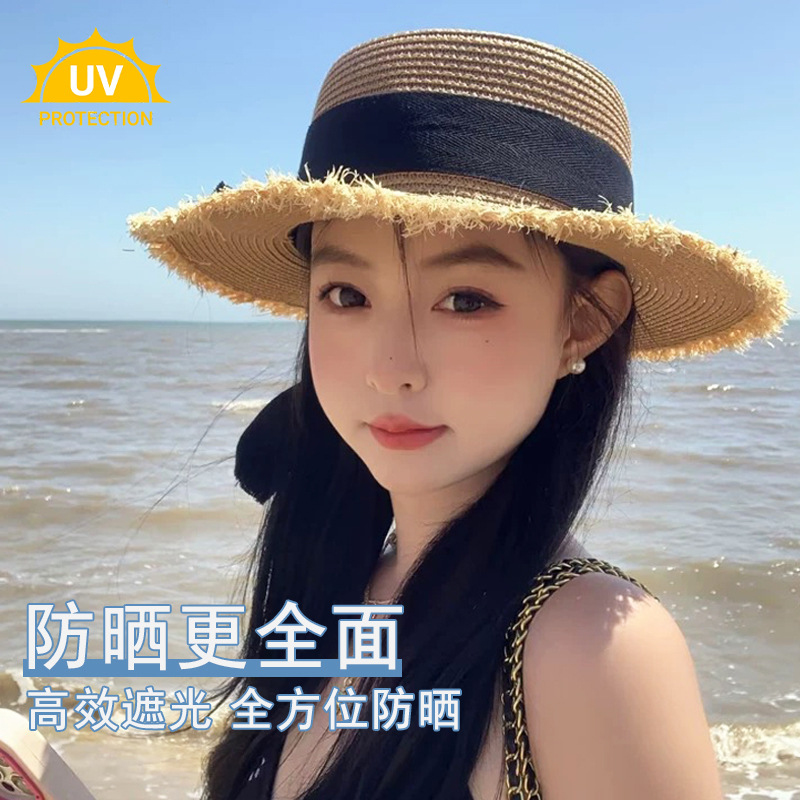 여성용 밀짚 햇빛 가리개 모자, 리본 장식 여름 해변  - Packable Hat Nylon 리뷰 및 가격