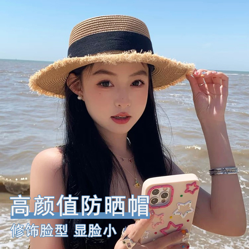 여성용 밀짚 햇빛 가리개 모자, 리본 장식 여름 해변  - Packable Hat Nylon 리뷰 및 가격