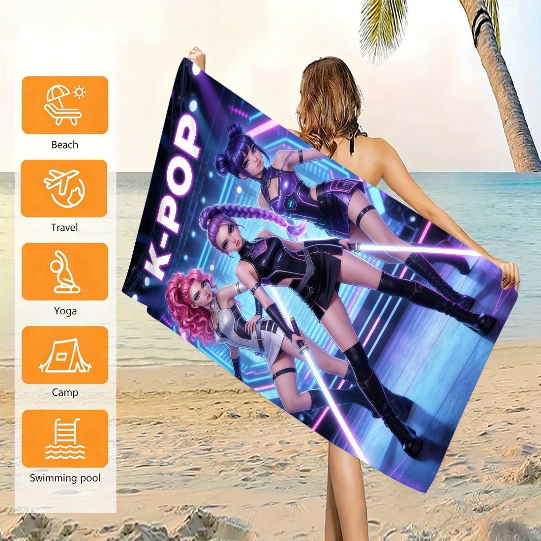 K-Pop 아이돌 프린트 대형 비치 타월 빠른 건조 모 - Beach Towel Large 리뷰 및 가격
