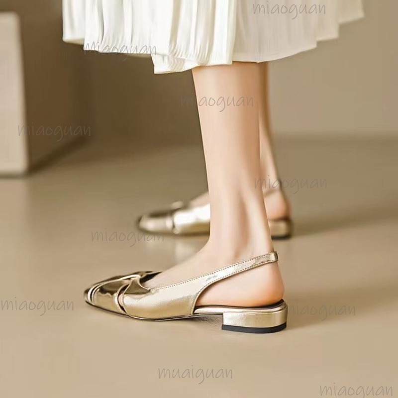 커버 토 로우 힐 펌프스 여성 샌들 골드 실버 슬립온  - Casual Sandal Leather 리뷰 및 가격