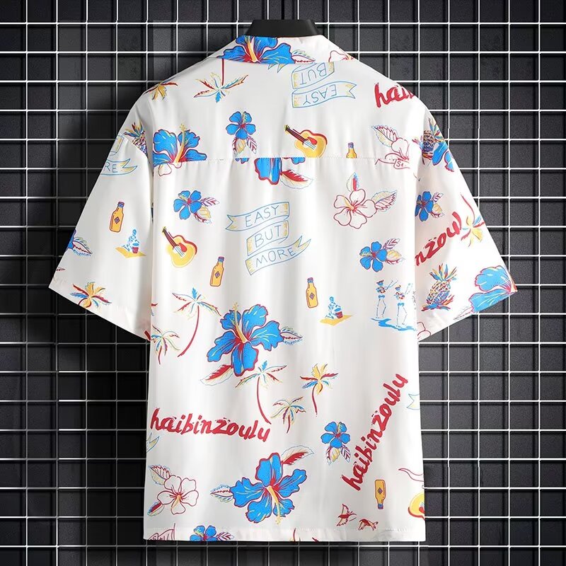 남성용 캐주얼 반팔 셔츠 및 반바지 세트, 해변 여름  - Resort Shirt Floral 리뷰 및 가격