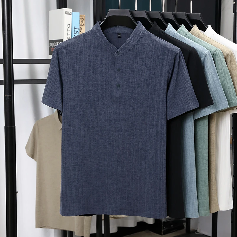 남성용 만다린 칼라 하프 플래킷 리넨 텍스처드 반팔 셔 - Linen Shirt Breathable 리뷰 및 가격