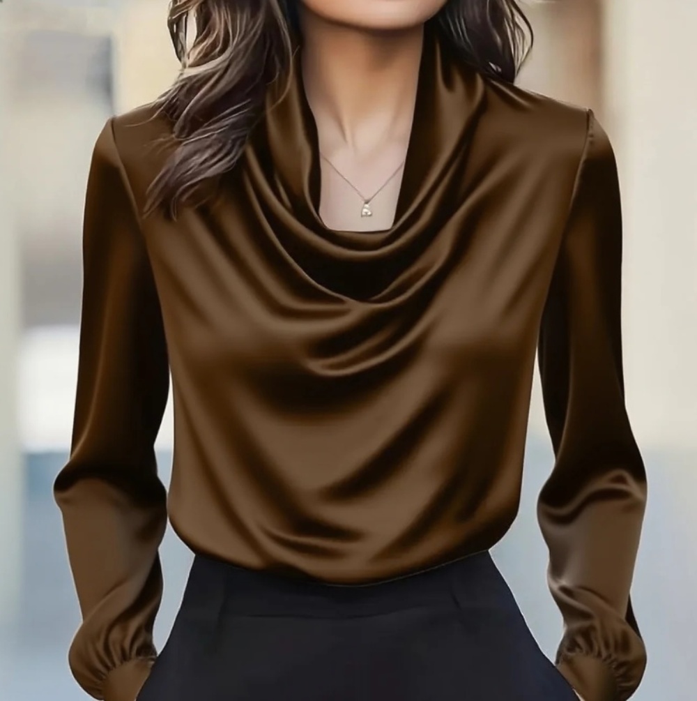 가을 패션 우아한 분위기 단색 심플 스윙 칼라 긴팔 셔 - Shirt Camp Collar 리뷰 및 가격