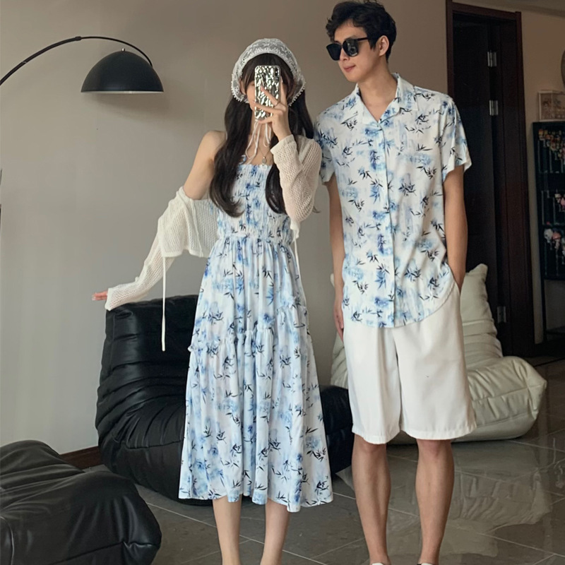 가족 어울리는 휴가 의류, 엄마 딸 비치 원피스, 아빠 - Resort Shirt Floral 리뷰 및 가격