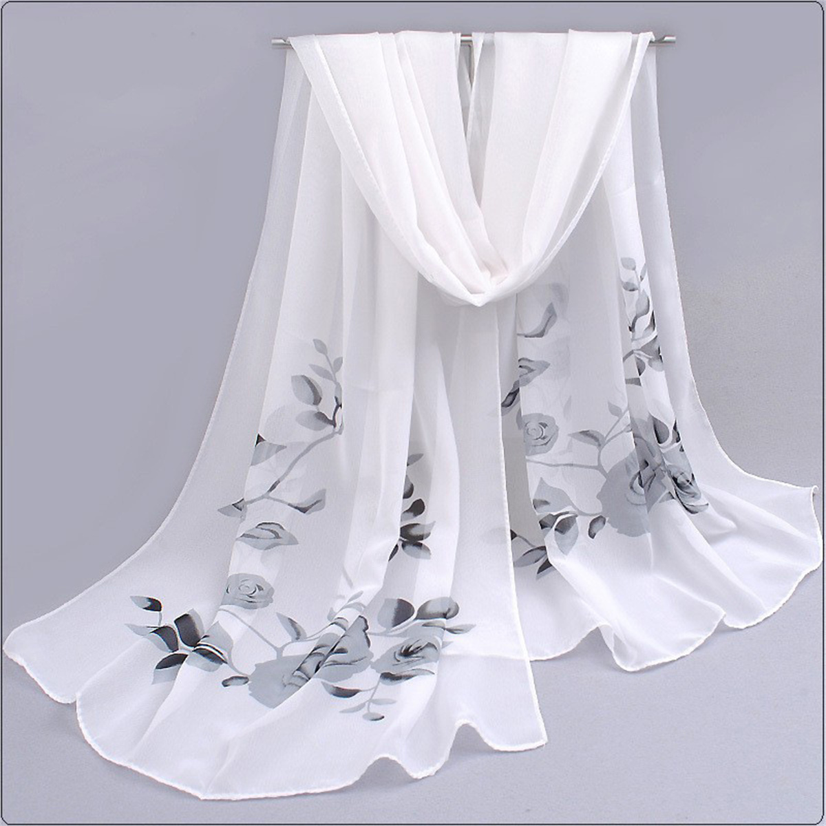 1pcs 쉬폰 스카프 간단한 우아한 꽃 인쇄 얇은 머리 - Beach Towel Large 리뷰 및 가격