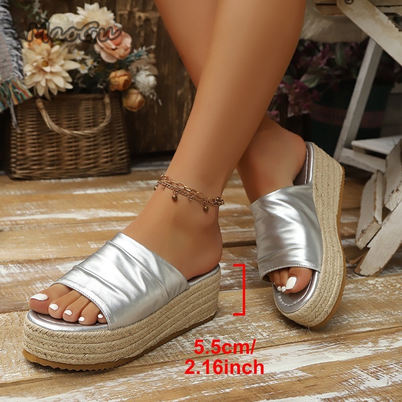 여성용 주름 장식 에스파드리유 웨지 슬라이드 샌들 오픈 - Espadrille Slip On 리뷰 및 가격