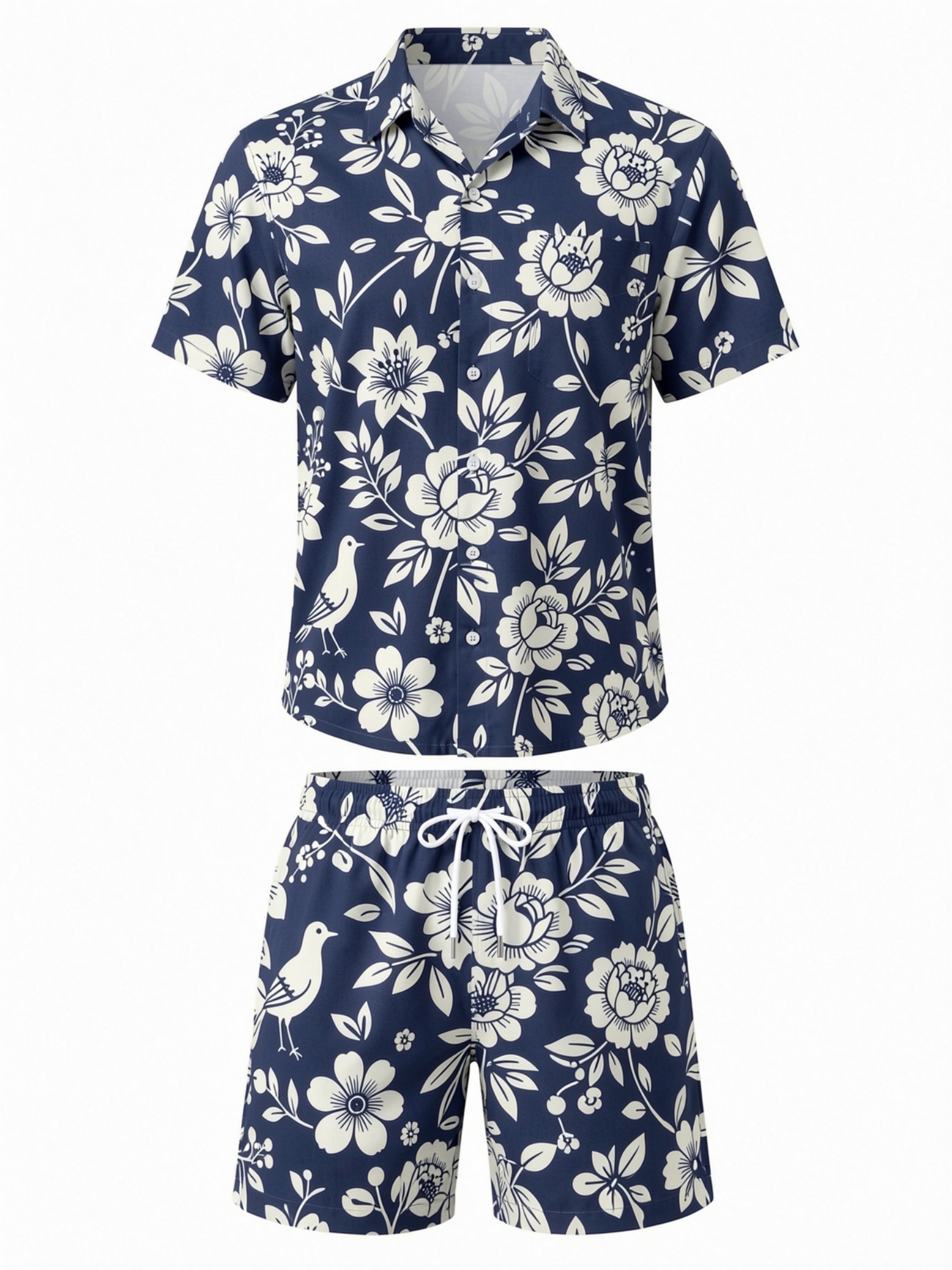 남성용 플로럴 반팔 셔츠와 드로스트링 반바지 세트, 해 - Resort Shirt Floral 리뷰 및 가격