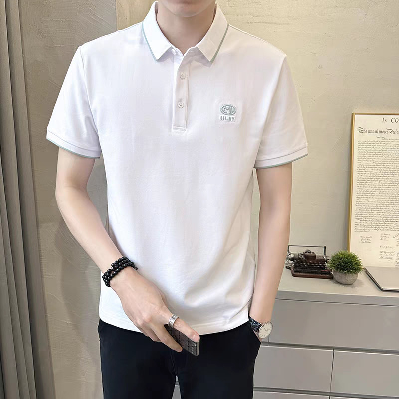새로운 남성용 폴로 셔츠 여름 반팔 칼라 티셔츠 트렌디 - Polo Shirt Pique 리뷰 및 가격