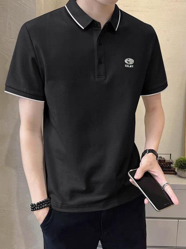 새로운 남성용 폴로 셔츠 여름 반팔 칼라 티셔츠 트렌디 - Polo Shirt Pique 리뷰 및 가격