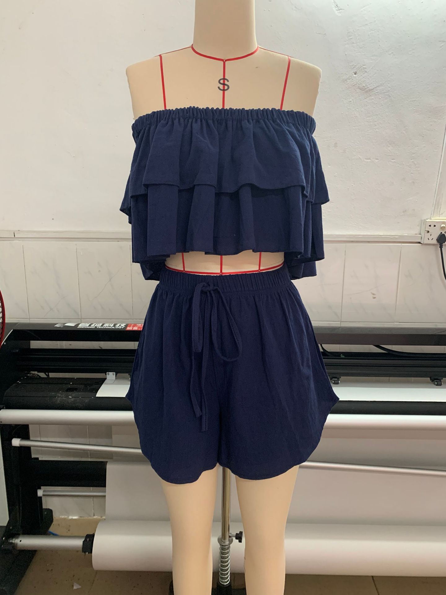 여름 여성 패션: 히비스커스 장식의 새로운 캐주얼 면- - Short Linen Drawstring 리뷰 및 가격