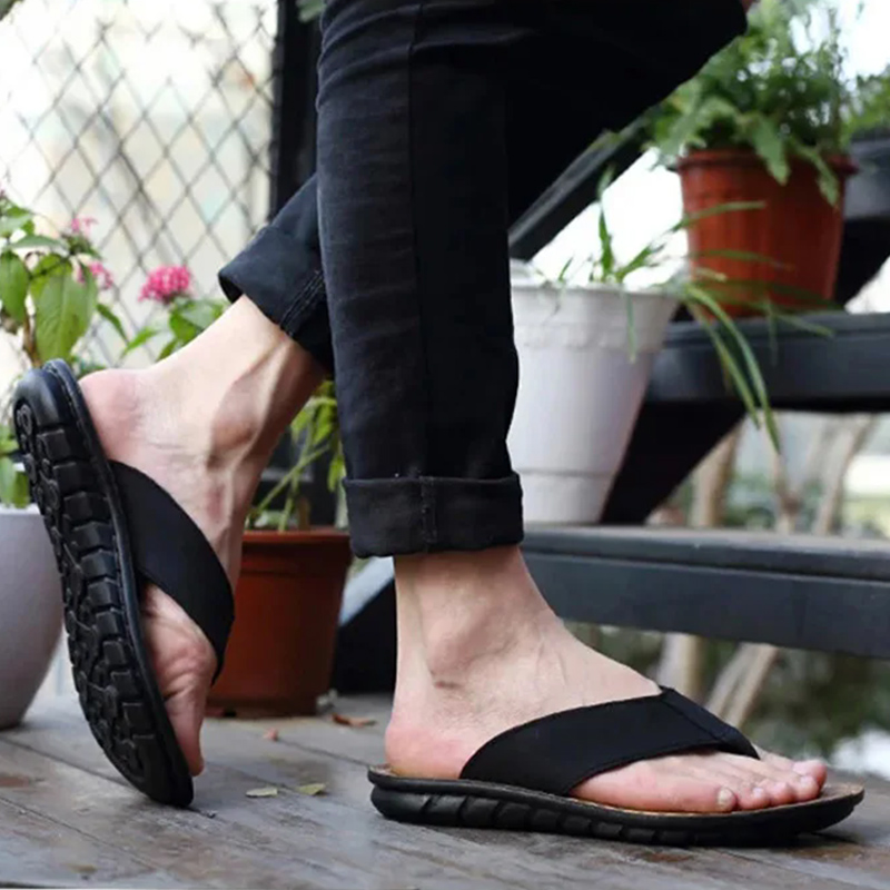 여름 신발 남성 슬리퍼 정품 가죽 남성 플립 플롭 플랫 - Flip Flop Leather Men 리뷰 및 가격