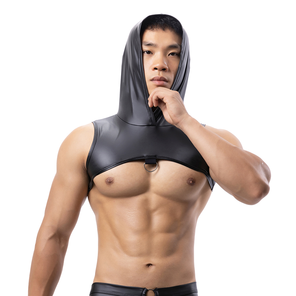 남성 가짜 가죽 후드 피트니스 탱크 탑 가슴 하네스 후 - Tank Top Muscle 리뷰 및 가격