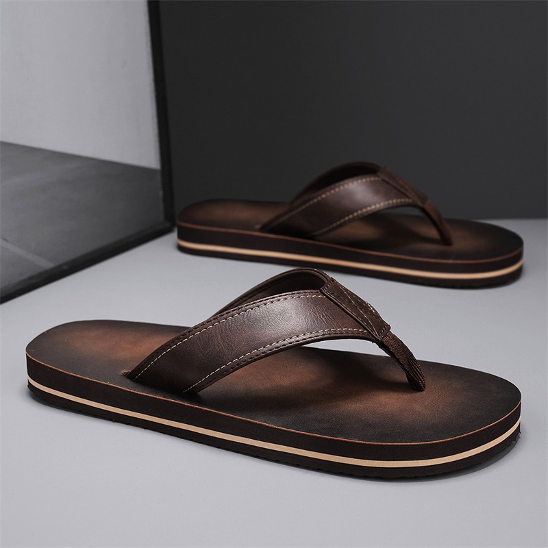 남성용 빈티지 워싱 인조 가죽 플립플랍, 스티치 스트랩 - Flip Flop Leather Men 리뷰 및 가격