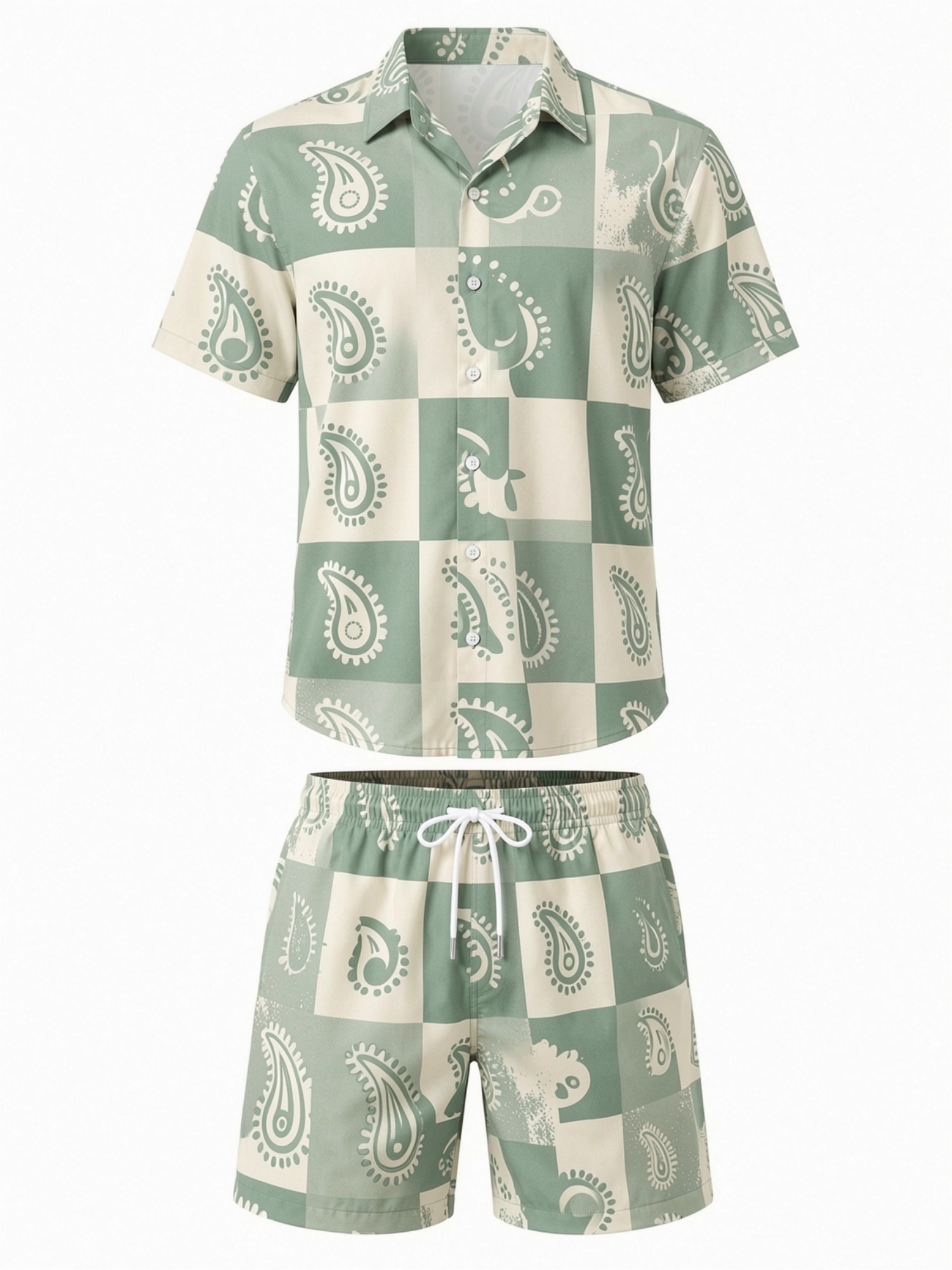 남성용 플로럴 반팔 셔츠와 드로스트링 반바지 세트, 해 - Resort Shirt Floral 리뷰 및 가격