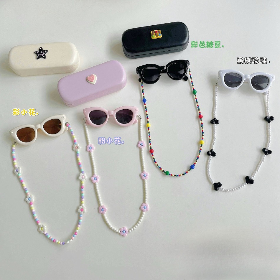 귀여운 소녀 하트 모양 UV400 선글라스 세트, 비즈 - Sunglass Retainer Cord 리뷰 및 가격