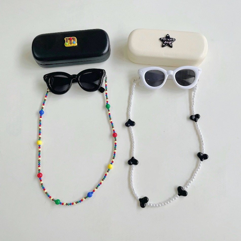 귀여운 소녀 하트 모양 UV400 선글라스 세트, 비즈 - Sunglass Retainer Cord 리뷰 및 가격