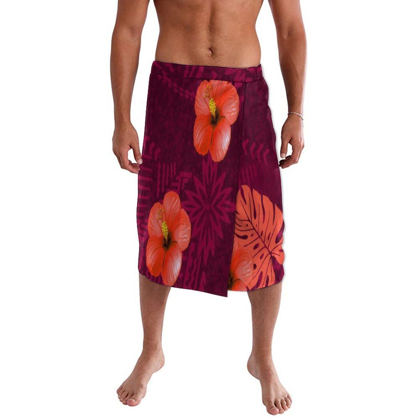 푸른 꽃무늬 폴리네시안 비치 랩 드레스 (하와이 제도  - Sarong Men Wrap 리뷰 및 가격
