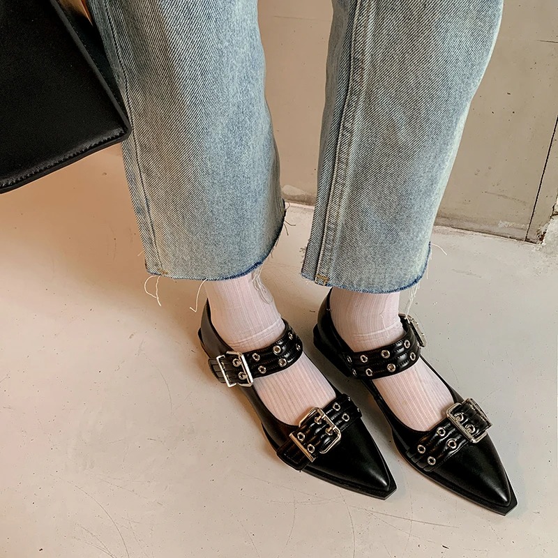 여성 신발 디자이너 럭셔리 로우 힐 펌프 버클 패션 숙 - Casual Sandal Leather 리뷰 및 가격