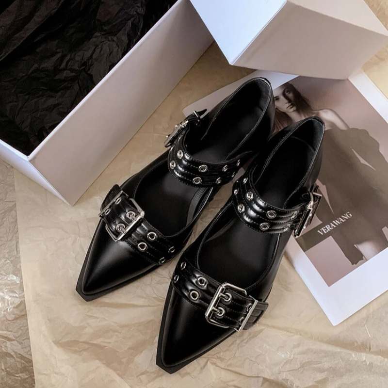 여성 신발 디자이너 럭셔리 로우 힐 펌프 버클 패션 숙 - Casual Sandal Leather 리뷰 및 가격