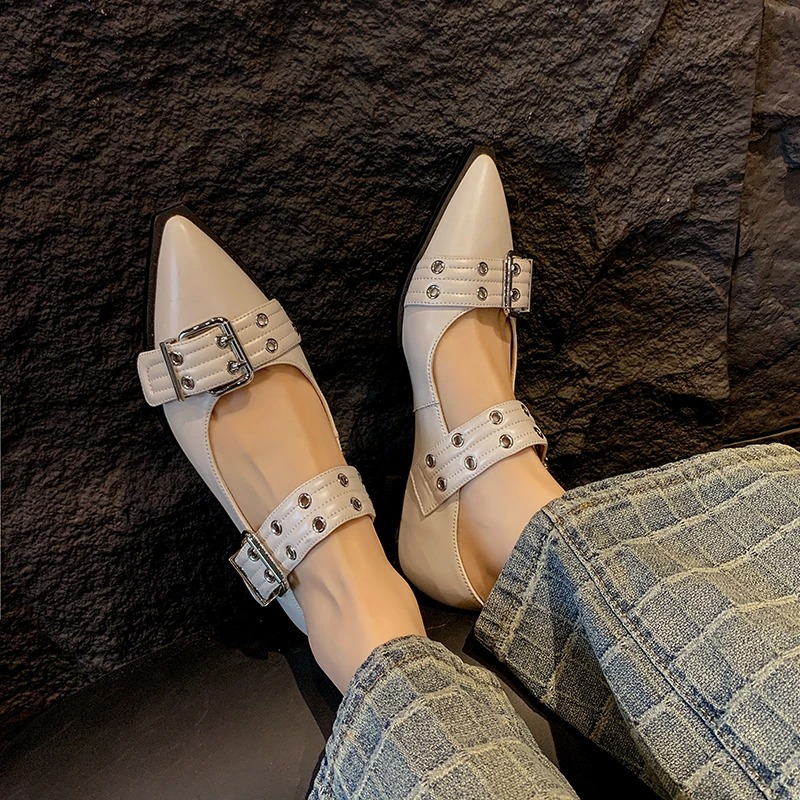 여성 신발 디자이너 럭셔리 로우 힐 펌프 버클 패션 숙 - Casual Sandal Leather 리뷰 및 가격