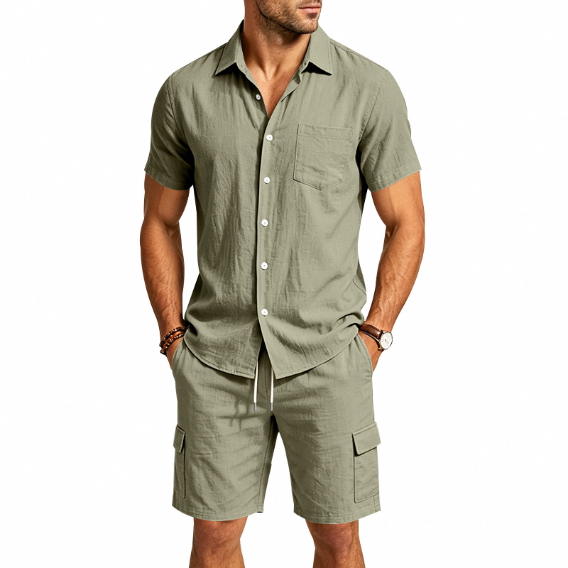 남성 여름 아메리칸 린넨 투피스 세트 반팔 셔츠 드로스 - Linen Shirt Breathable 리뷰 및 가격
