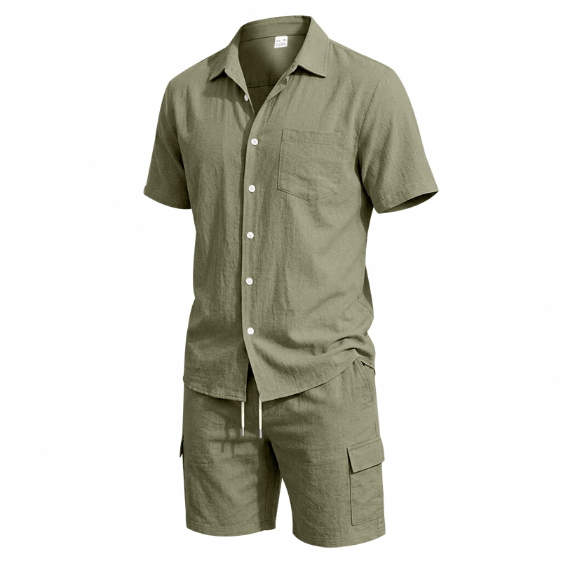 남성 여름 아메리칸 린넨 투피스 세트 반팔 셔츠 드로스 - Linen Shirt Breathable 리뷰 및 가격