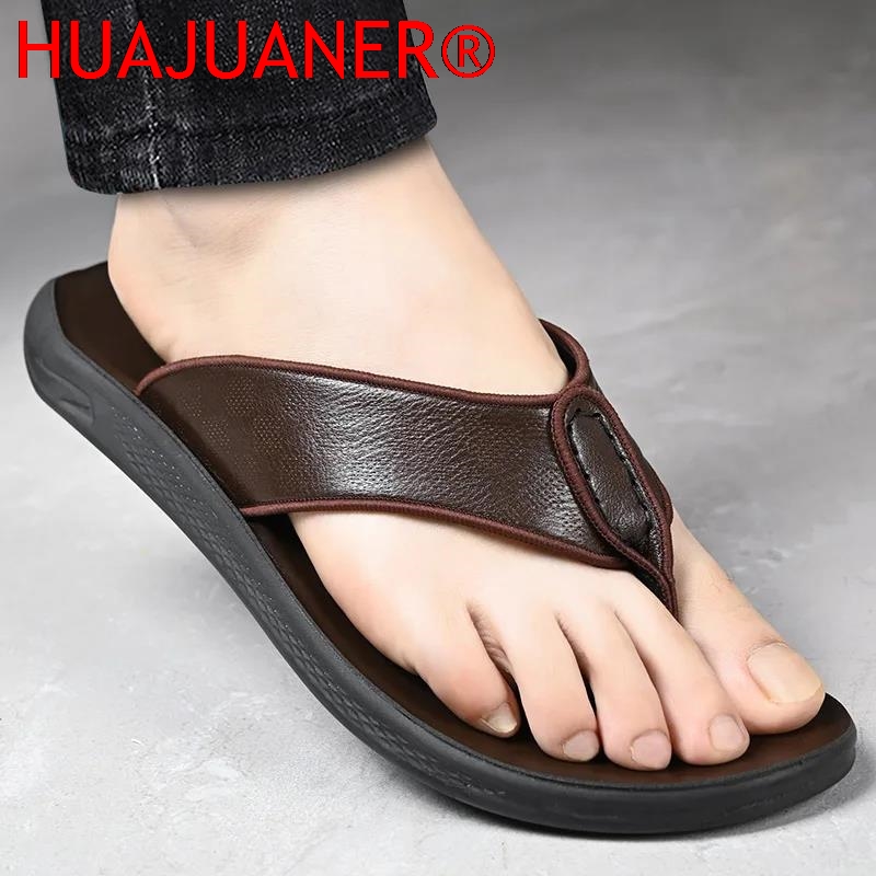 캐주얼 야외용 남성 샌들 여름 미끄럼 방지 가죽  th - Flip Flop Leather Men 리뷰 및 가격