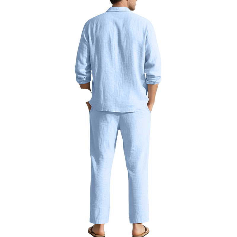 봄 여름 린넨 캐주얼 세트 루즈핏 비치 긴팔 셔츠+롱  - Linen Shirt Breathable 리뷰 및 가격