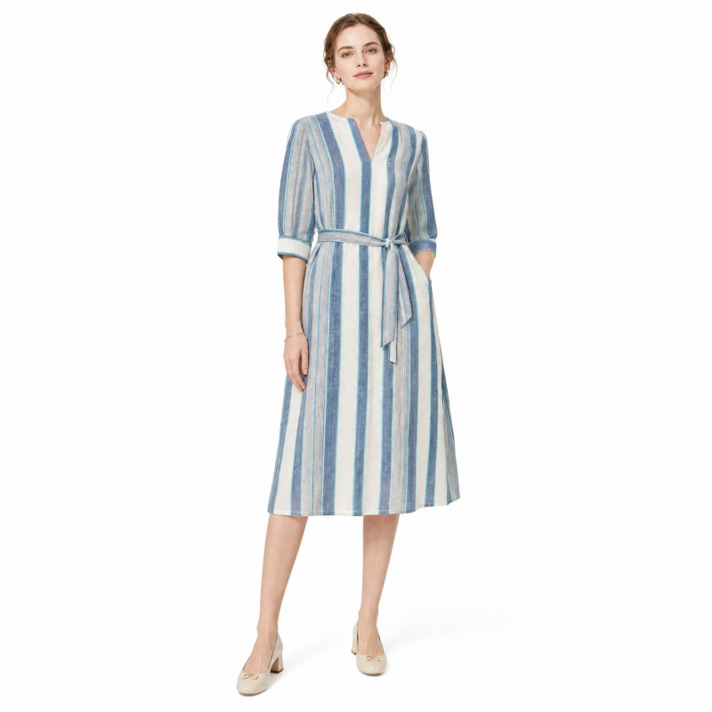 2야드 신선하고 예술적인 파란색과 흰색 줄무늬 면-린넨 - Linen Shirt Breathable 리뷰 및 가격